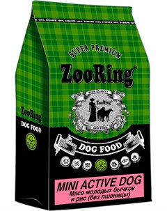 Mini Active Dog гипоаллергенный для активных взрослых собак маленьких пород с мясом молодых бычков и Zooring