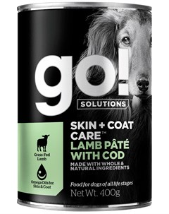 Solutions Skin Coat Care для собак и щенков паштет с ягненком и треской 400 гр @go