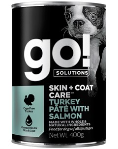 Solutions Skin Coat Care для собак и щенков паштет с индейкой и лососем 400 гр х 6 шт @go