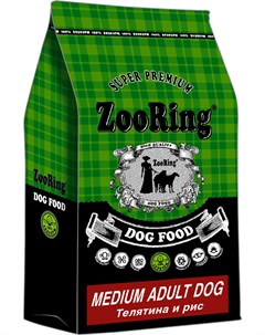 Medium Adult Dog для взрослых собак средних пород с телятиной и рисом 20 кг Zooring