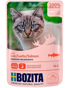 Salmon беззерновые для взрослых кошек с лососем в соусе 85 гр х 12 шт Bozita