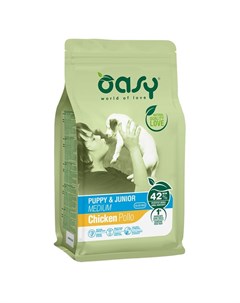 Oasy dry dog puppy junior medium сухой корм для щенков средних пород с курицей Oasy