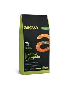 Natural Сухой корм для взрослых средних и крупных собак с ягненком и тыквой 12 кг Alleva