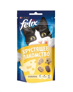 Хрустящее Лакомство Корм сухой неполнорационный для взрослых кошек со вкусом сыра Пауч 60 гр Felix