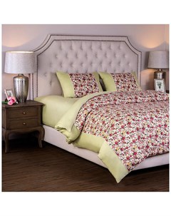 Комплект постельного белья Розовый сад 2 спальный зел цв 100 хлопок сатин сорочка Santalino