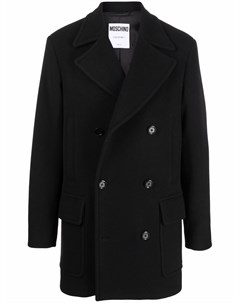 Шерстяное пальто с логотипом Moschino