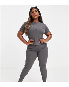 Леггинсы в рубчик со штрипками и контурными швами ASOS DESIGN Curve Asos curve