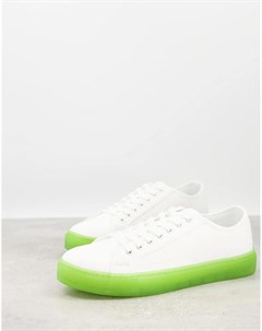 Белые кеды на шнуровке с прозрачной зеленой подошвой Asos design