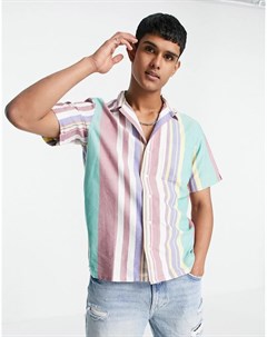 Оксфордская классическая oversized рубашка в разноцветную полоску с короткими рукавами и открытым во Polo ralph lauren