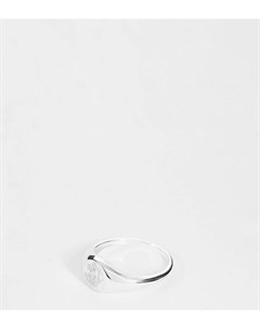 Серебряное кольцо печатка с гравировкой цветка Asos design