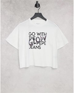 Белая футболка с графическим логотипом Adina Pepe jeans