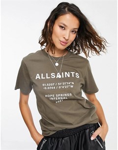 Коричневая футболка с логотипом Allsaints