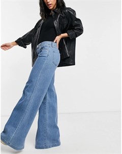 Голубые выбеленные джинсы в стиле 70 х с классической талией и широкими штанинами Evytte J brand