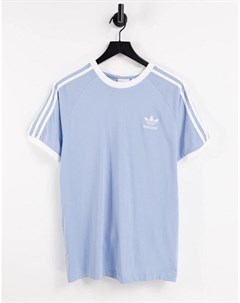 Голубая футболка с тремя полосками adicolor Adidas originals
