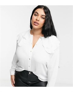 Белая блузка с воротником в стиле oversized Vero moda curve