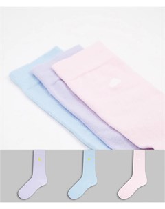 Набор из 3 пар носков пастельных цветов с вышивкой погоды Asos design