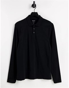 Черная облегающая футболка поло с длинными рукавами Burton Burton menswear