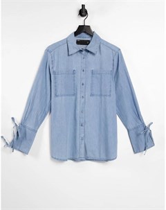 Голубая джинсовая мягкая oversized рубашка Asos design
