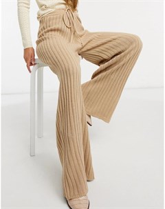 Коричневые широкие брюки в рубчик от комплекта x Lorna Luxe In the style
