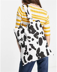 Хлопковый шоппер с коровьим принтом Asos design