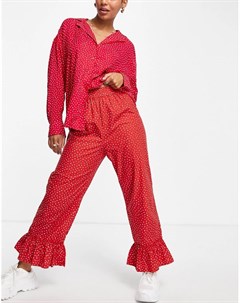 Красные брюки с принтом в горошек от комплекта Tina Monki