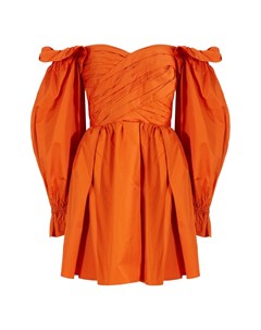 Оранжевое платье с открытыми плечами Self-portrait