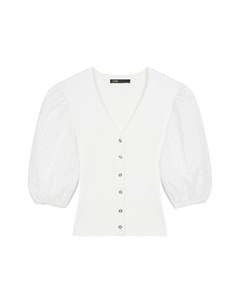 Белая блузка с рукавами из гипюра Maje
