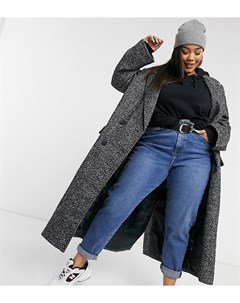 Монохромное пальто макси зернистой расцветки ASOS DESIGN Asos curve