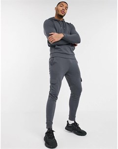Черное худи и спортивные брюки карго Asos design