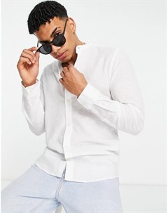 Белая рубашка из смесового льна в винтажном стиле Only & sons