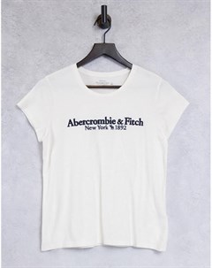 Белая футболка с короткими рукавами и логотипом Abercrombie & fitch