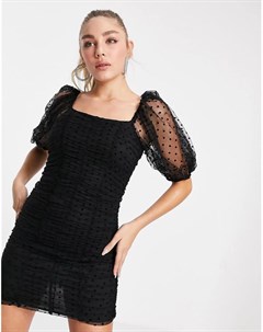 Черное платье мини из тюля с объемными рукавами Ax paris