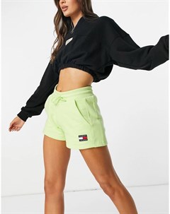 Лаймово зеленые трикотажные шорты с логотипом Tommy jeans