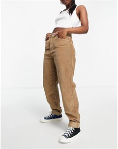 Бежевые свободные джинсы в винтажном стиле с завышенной талией из вельвета Asos design