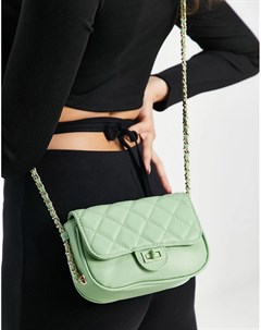 Зеленая стеганая сумка с откидным клапаном Эго