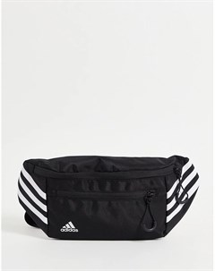 Черная сумка на пояс с тремя полосками adidas Training Adidas performance