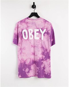 Фиолетовая плотная футболка с принтом тай дай Obey