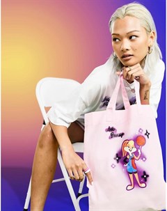 Сиреневая сумка шопер из хлопка Space Jam A New Legacy Asos design