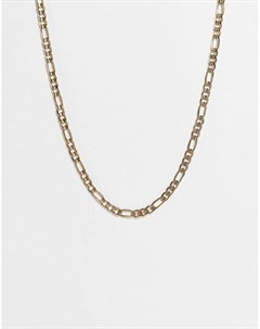 Золотистое фактурное ожерелье цепочка плетения фигаро с массивными звеньями Wftw