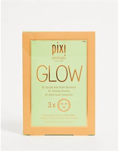 Тканевая гликолевая маска для сияния лица Glow Glycolic Boost 3 шт в упаковке Pixi
