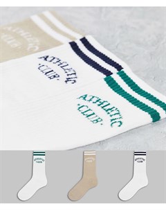 Набор из 3 пар носков белого и коричневого цвета с логотипом Originals Jack & jones
