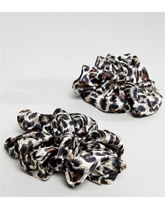 Набор из 2 эксклюзивных резинок для волос с леопардовым принтом London My accessories
