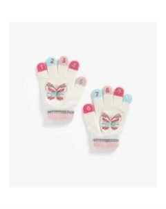 Перчатки Бабочки с цифрами кремовый розовый Mothercare