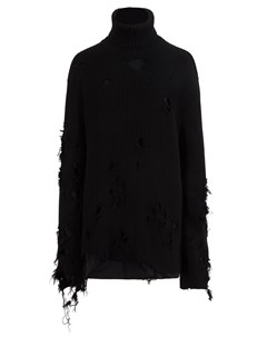 Черный хлопковый свитер с декоративными разрезами Balenciaga