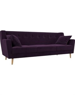 Кухонный прямой диван Брайтон 3 х местный велюр фиолетовый Артмебель