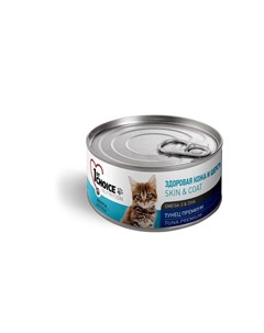 Kitten Skin Coat влажный корм для котят здоровая кожа и шерсть с тунцом кусочки в бульоне в консерва 1st choice
