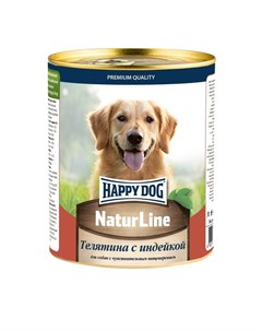 Влажный корм Natur Line для взрослых собак всех пород полноценный консервированный с телятиной и инд Happy dog