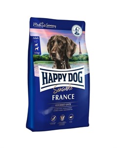 Supreme Sensible France полнорационный сухой корм для собак средних и крупных пород с пищевой аллерг Happy dog