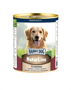 Влажный корм Natur Line для взрослых собак всех пород полноценный консервированный с телятиной сердц Happy dog