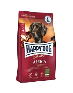 Supreme Sensible Africa полнорационный сухой корм для собак средних и крупных пород при пищевой алле Happy dog